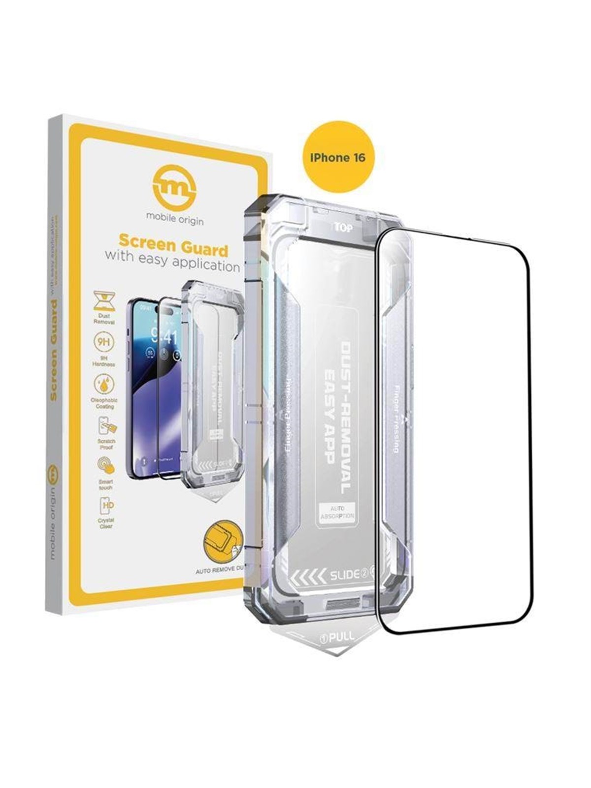 Mobile Origin Yellow Screen Guard with easy application - iPhone 16