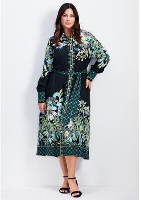 Plus Size Women's La Luna Shirtdress by Avenue in Green Placement (Size 30/32)