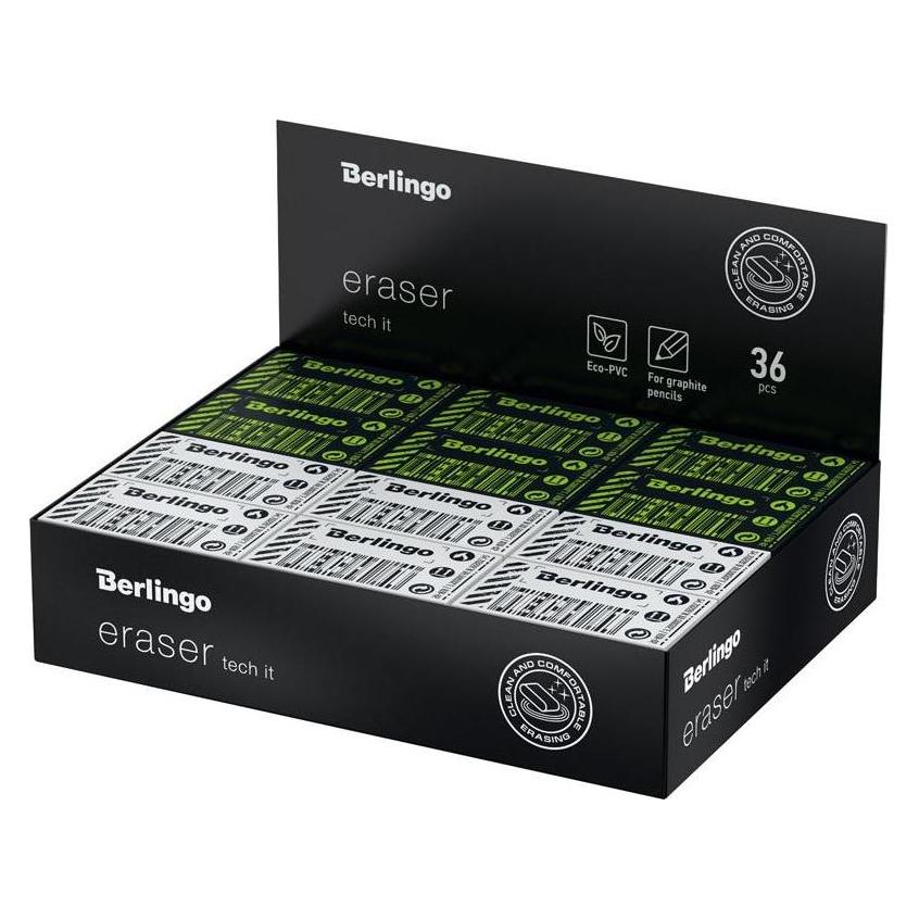 Berlingo Rechteckiger Radiergummi Tech it (36 Stück) (497576)