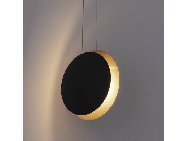 Suspension Shell Ø 20cm Noir/Noir/Doré 1 Câble ABS, douille ABS, baldaquin aluminium, boîtier luminaire aluminium LED non-remplaçables Module