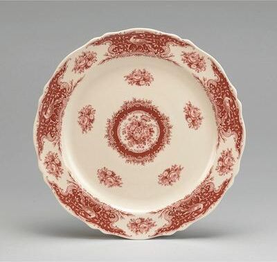 Orchard Creek Designs Marko Ceramic Decorative Round Platter, Red/Cream
