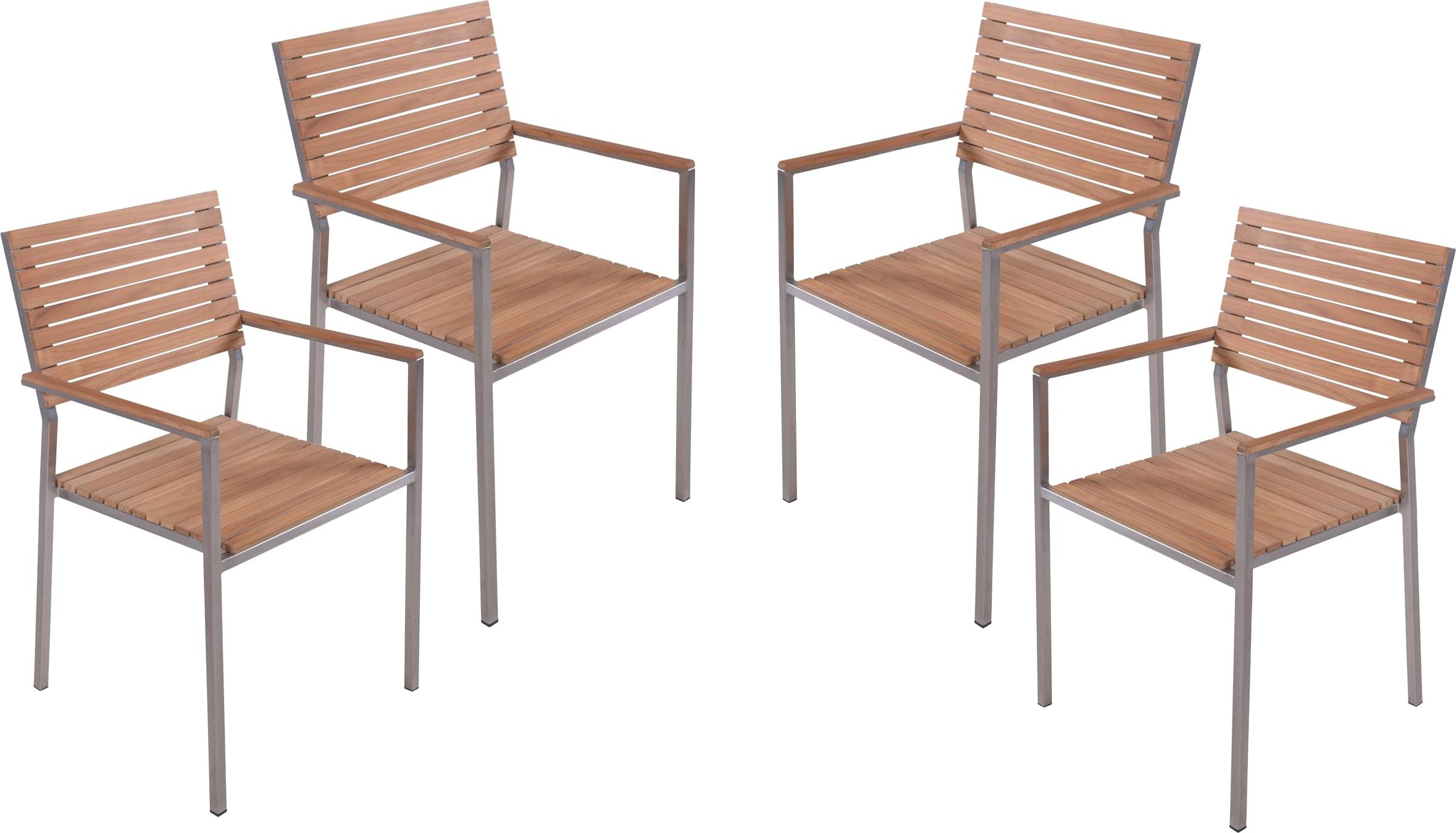 Gartenstuhl 4er Set OTTO - Teak, Natur | Stapelstuhl Wetterfest Gartenstühle Outdoor Essstühle