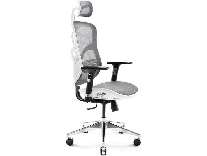 Diablo V-Basic Office Ergonomic Chair Executive Chair Mesh Adjustable Armrests Height Adjustable White-Grey
