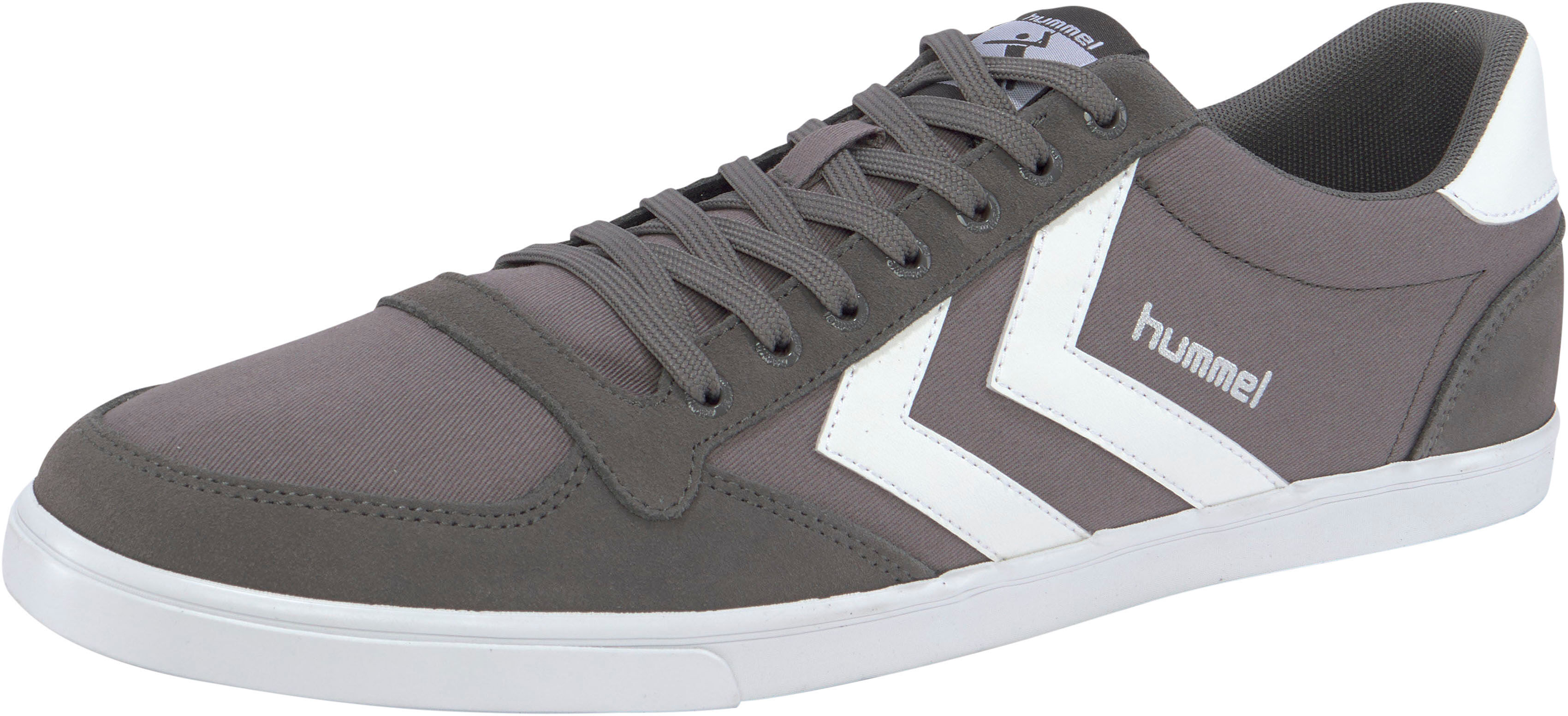Sneaker HUMMEL "Slimmer Stadil Canvas Low", Damen, Gr. 37, grau, Textil, Veloursleder, Schuhe Sneaker grau 37