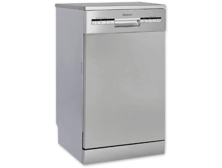 EXQUISIT Standgeschirrspüler GSP9109-030E , Energieeffizienz: E, silber, B:44,8cm H:84,5cm T:60cm, Geschirrspüler, Kompakt und ideal für kleine, schmale Nischen, kleine(Single)Haushalte, Standgeschirrspüler
