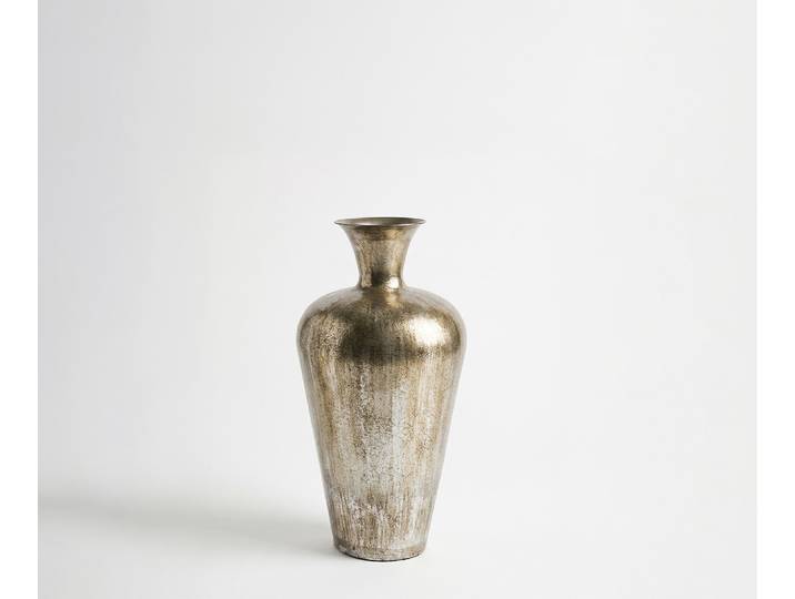 Vase Marvella B23 x T23 x H48 cm Metall Platin Aurum Handgemacht, Wohnaccessoires