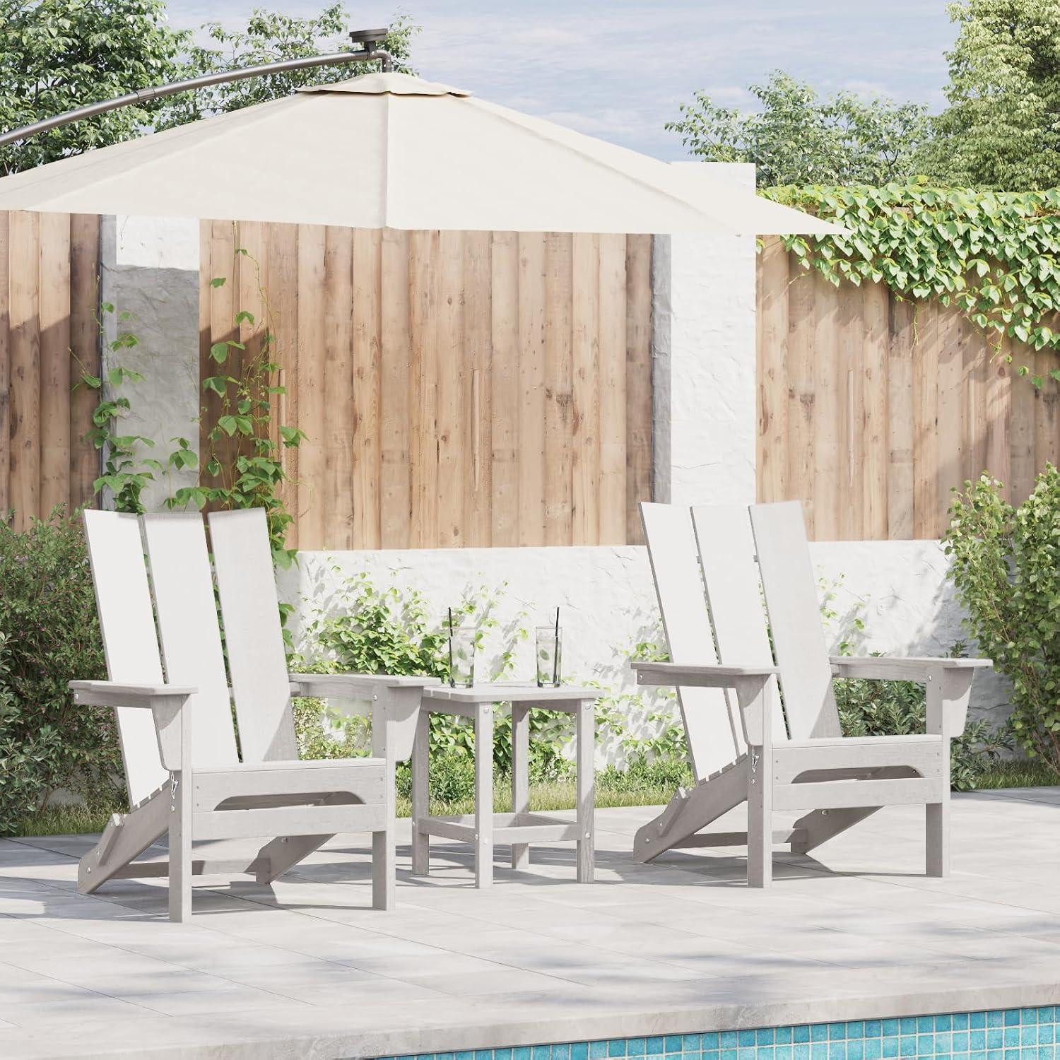 2 faltbare Adirondack-Stühle, Weiß, 74.5x80.5x90 cm, HDPE, Möbel, Gartenmöbel, Gartensitzmöbel, Gartenstühle, 34.04KG