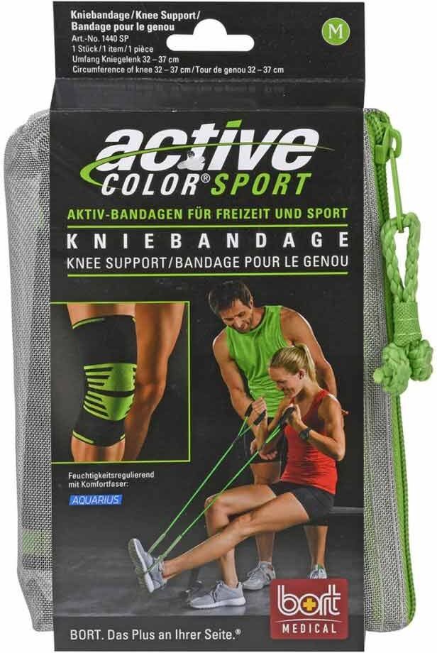 Bort Activecolor Sport Kniebandage M schwarz /grün 1stk