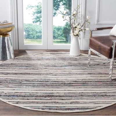 SAFAVIEH Handmade Rag Rug with Fringe Valborg Casual Stripe Cotton Rug with Fringe