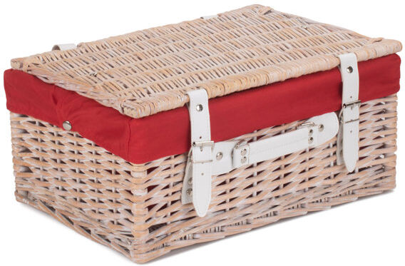 August Grove Wicker Basket with Lining White Hamper/Red Lining