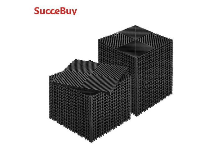 VEVOR Tapis de drainage emboîtable, 310x310 mm, dalles de sol de drainage modulaire emboîtable, 40 pcs, coussin de sol à épisser en PP antidérapant noir, tapis de douche, pour garage, jardin, cuisine
