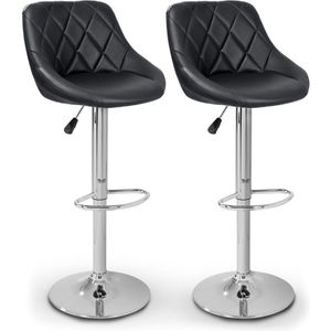 Tresko Barhocker BH-001, drehbar mit Lehne, 60-80cm Sitzhöhe, Kunstleder, schwarz, 2 Stück