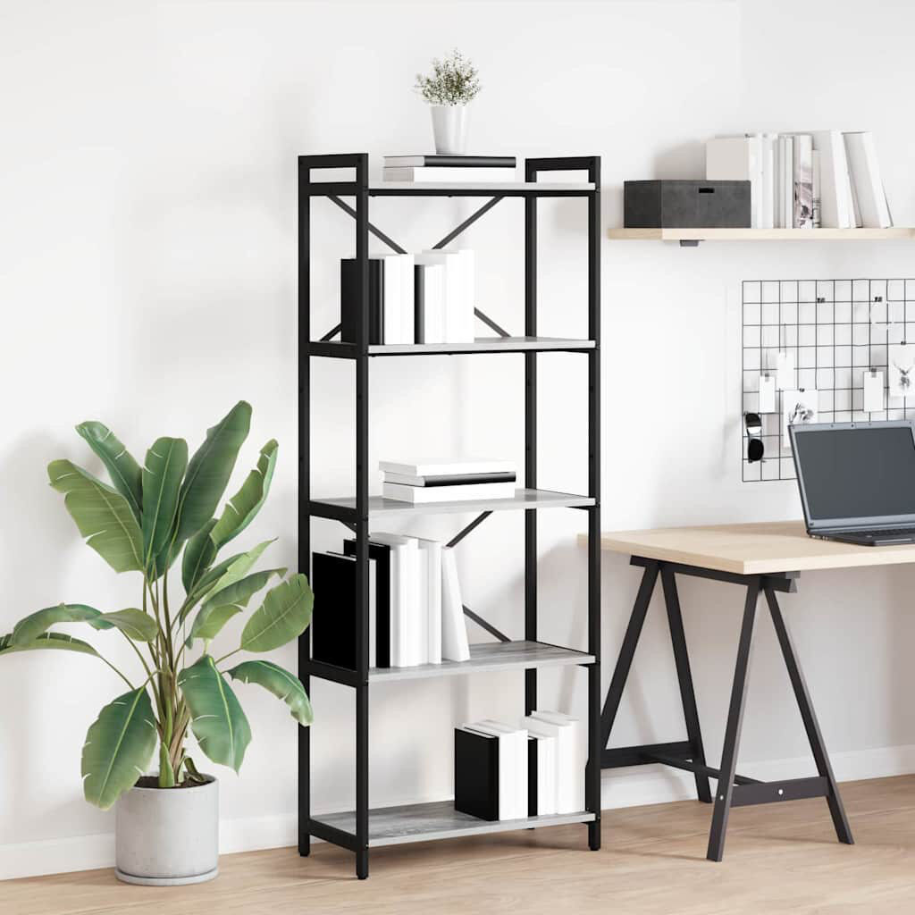 Borough Wharf Steel Bookcase Grey (5 Shelves) 153cm H x 60cm W x 30cm D