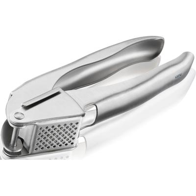 Knoblauchpresse GEFU "IMPRENSA", silber, B:6cm L:17,5cm T:3,5cm, Edelstahl 18/10, Küchenpressen, Spezial-Lochung und -Hebeltechnik für müheloses Pressen