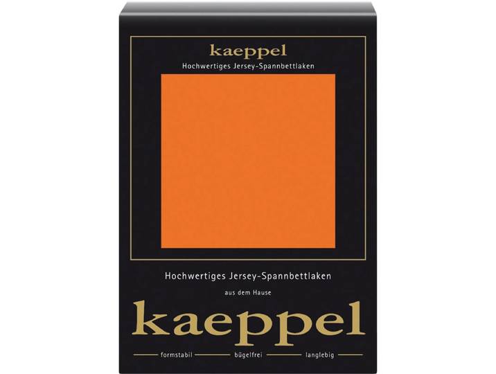 Spannbettlaken KAEPPEL Single Jersey Mako Elasthan , orange, L:200cm, Jersey-Elasthan, Obermaterial: 97% Baumwolle, 3% Elasthan, Bettlaken, Spannbettlaken, aus 97% Baumwolle und 3% Elasthan