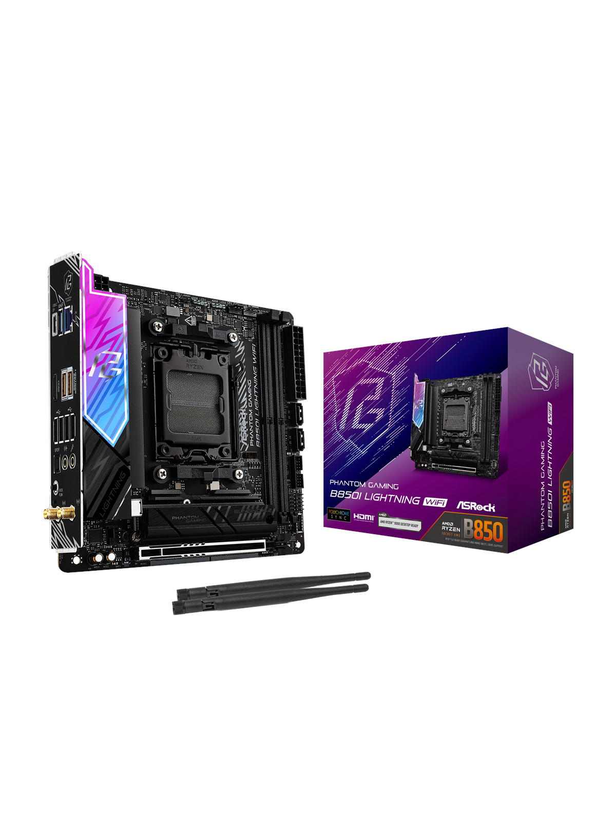 ASRock B850I Lightning WiFi Mainboard - AMD B850 - AMD AM5 - DDR5 RAM - Mini-ITX