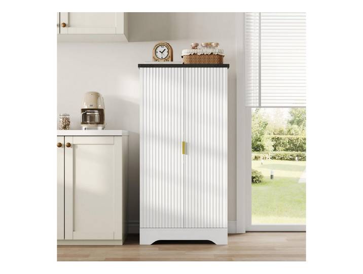 ANYSUN Mehrzweckschrank Küchenschrank mit LED-Sensorlicht und verstellbaren Regalböden 120cm Magnetische Türen, modernes Design, stabiler Stand, vielseitig nutzbar