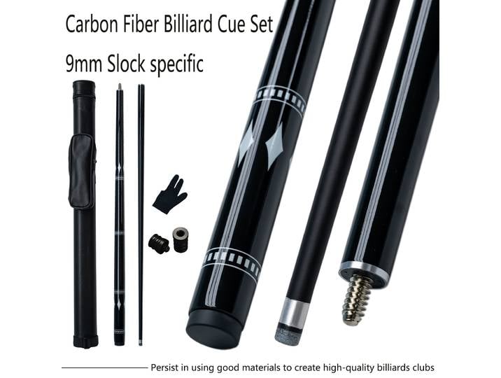 Ensemble de queues de billard en fibre de carbone haute performance pour snooker, pointe de 9 mm, queue de billard professionnelle pointue, fournitures de billard Crazy