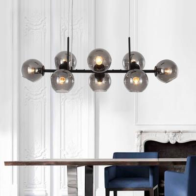Chandelierias Modern 8-Light Glass Globe Linear Sputnik Island Chandelier Semi Flush