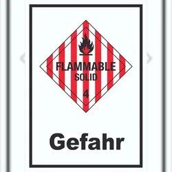 HB-Druck Schild Entzündbare feste Stoffe Gefahr Flammable Solid hochkant A6 (105x148mm)