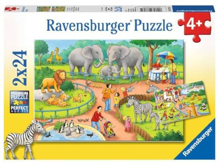 Ravensburger puzzel Een dag in de dierentuin - 2x24 stukjes - kinderpuzzel