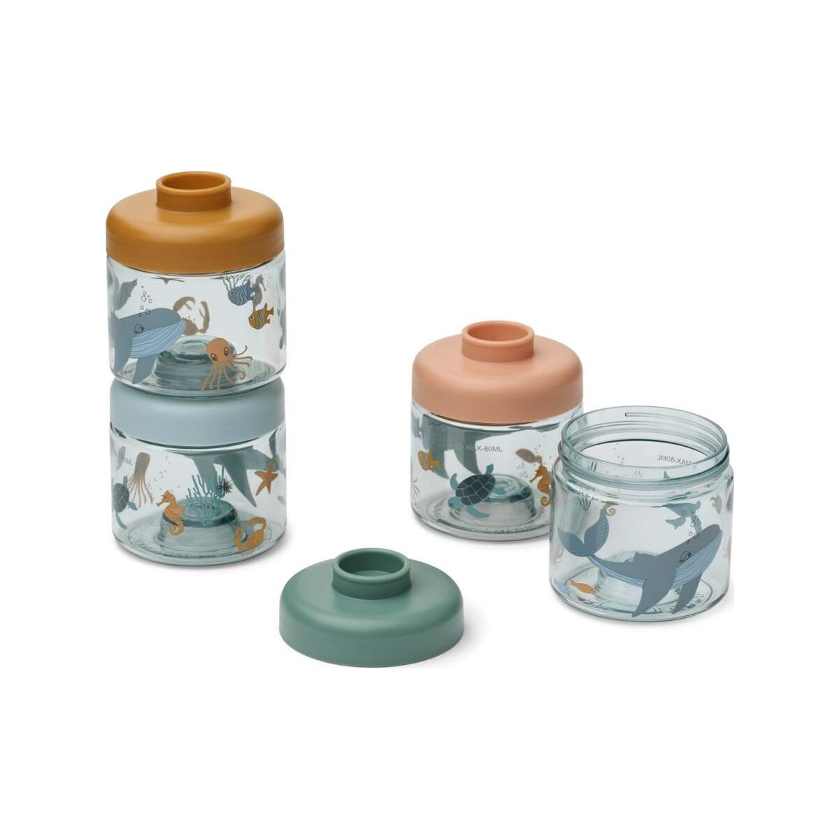 Liewood Dominique Food Tritan Boxes 100 ml 4-Pack sea creature / sandy (1032) ONE SIZE LW20632-1032-ONE SIZE-CU