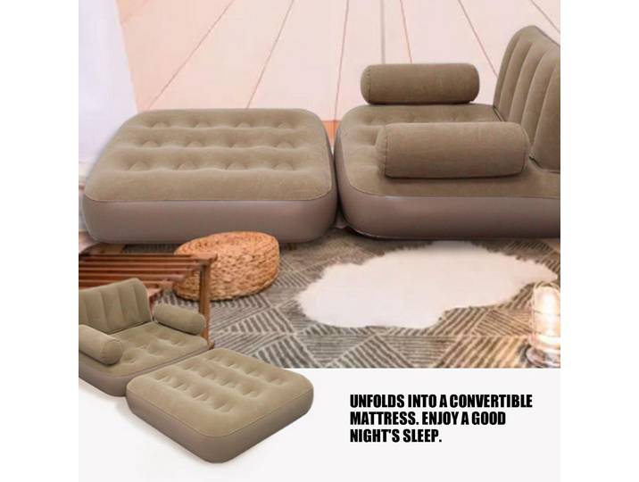 Canapé gonflable/dégonflable rapide avec pompe, fauteuil pliable portable pour camping, plage, patio, extérieur, intérieur, lit de détente