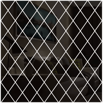 Inspire Curations 3D Rhombus Triangle Acrylic Mirror Wall Stickers DIY Geometric Decor black 25x50cm 10pcs