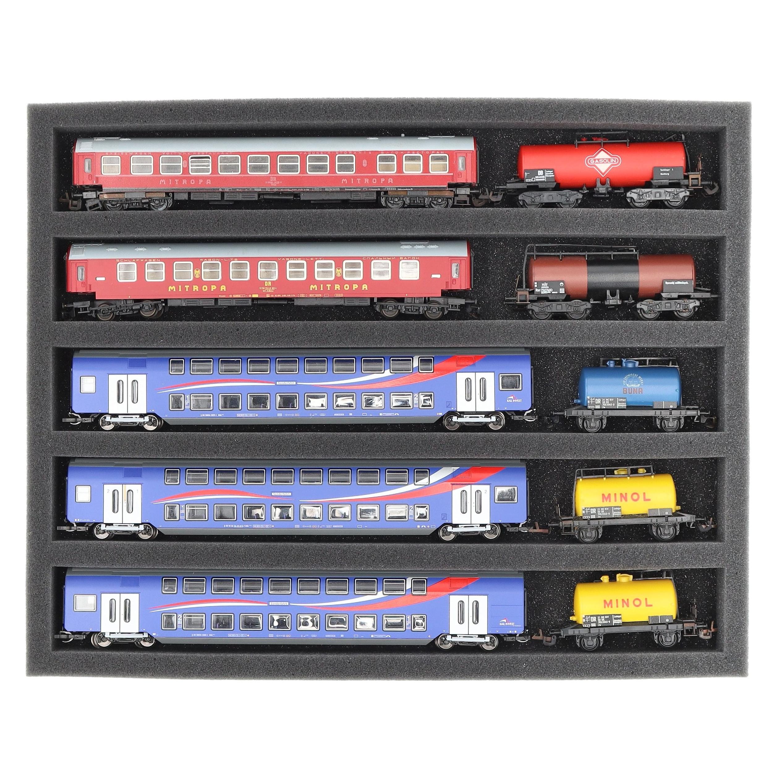 Feldherr FS040A002 - Schaumstoffeinlage Spur TT - liegend - 5 Stege für Modelleisenbahn Lok (Schaumstoff) (FS040A002)