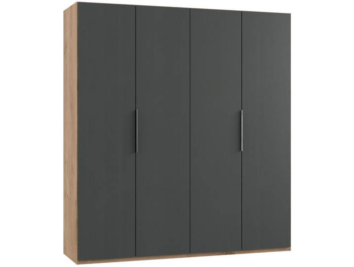 Mid.you Drehtürenschrank Wimex Level 36A, Graphit, Eiche, 2 Fächer, 200x216x58 cm, BQ - Bündnis für Qualität, Made in Germany, DIN EN ISO 9001, umfangreiches Zubehör erhältlich, in verschiedenen Größen und Holzdekoren erhältlich, Schlafzimmer, Kleiderschränke, Drehtürenschränke