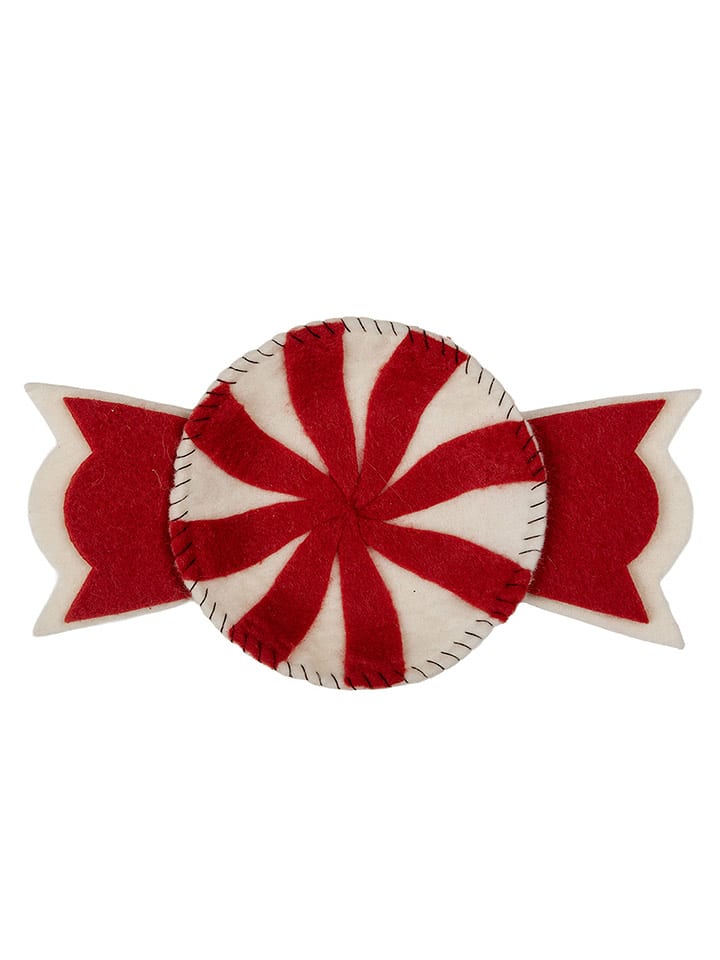 Clayre & Eef Filz-Dekoschale "Bonbon" in Rot/ Weiß - (L)30 x (B)18 cm - onesize