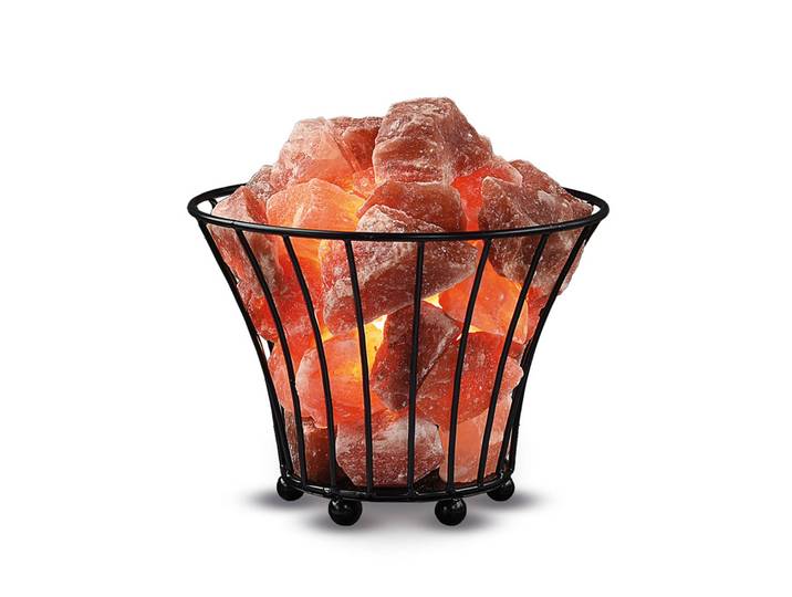Wagner Life Salzleuchte Feuerkorb klein, schwarz, bernstein, gelb / orange, für Wohn- / Esszimmer, Stein, Tischlampe