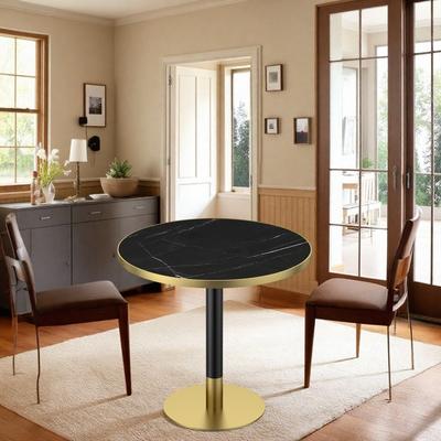 ZWYO HOSIMU "Modern Round Sintered Stone Dining Table, 31"" Small Kitchen Table with Rose Stainless Steel Base"