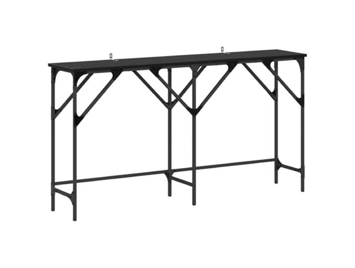HAQWRDQSG Konsolentisch Eichen-Optik Flurtisch Schwarz 140x29x75 cm Schlanker Beistelltisch im Loft-Stil für Schlafzimmer und Diele, mit stabilen Haarnadelbeinen und Bodenausgleich.