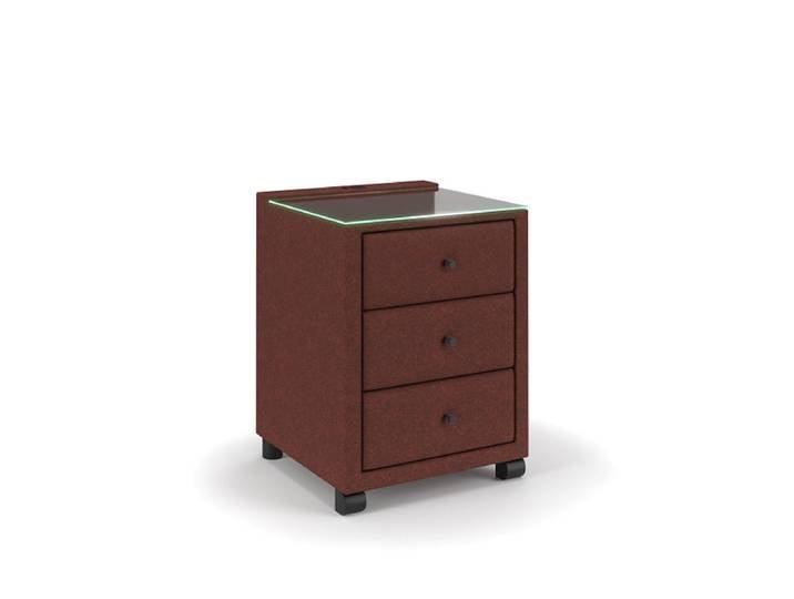 Nachttisch ELYSIA 3 Schubladen 45.5x48x68cm kernbuche natur stoff / plastik