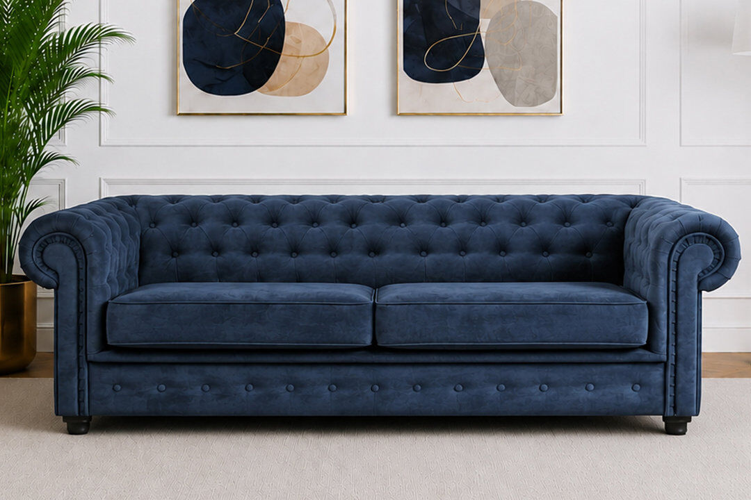 Lark Manor Allegra Chesterfield 3 Seater Sofa Navy blue
