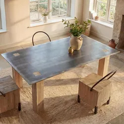 Esstisch HWC-L76, Tisch Esszimmertisch, Industrial Massiv-Holz MVG-zertifiziert 240x100cm, natur mit Metall-Optik