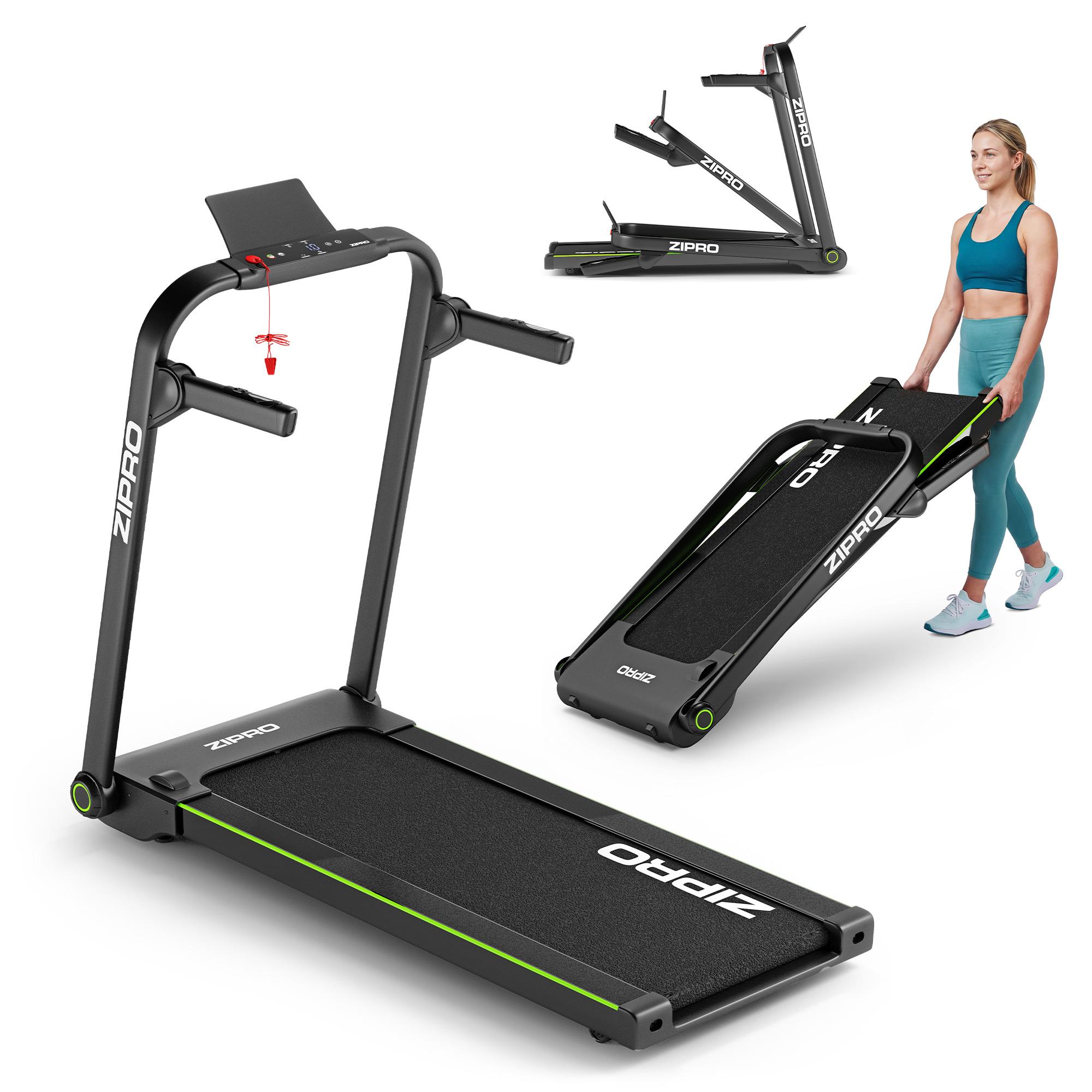 Zipro Laufband Elektrisch Jogger - Klappbar Ultra Flach für Unter das Bett Bis Geschwindigkeit LED Touch Display Pulsmessung Platzsparendes