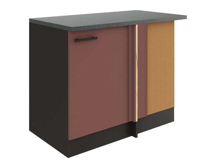 Eck-Unterschrank 110 x 85 x 60cm Rot/Rostrot/Anthrazit