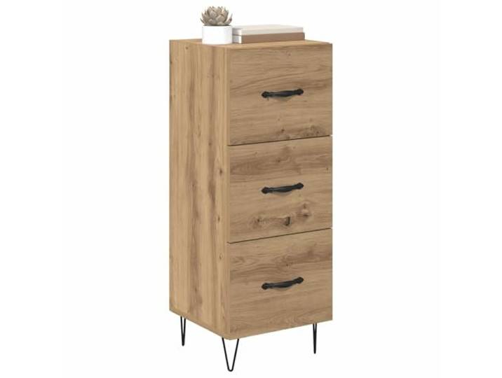 KTHLBRH Anrichte Eiche Kunsthandwerk 34 x 34,5 x 90 cm Holz mehrschichtig 3 Schubladen, modernes Design, einfache Montage, für Wohnzimmer, robust und langlebig