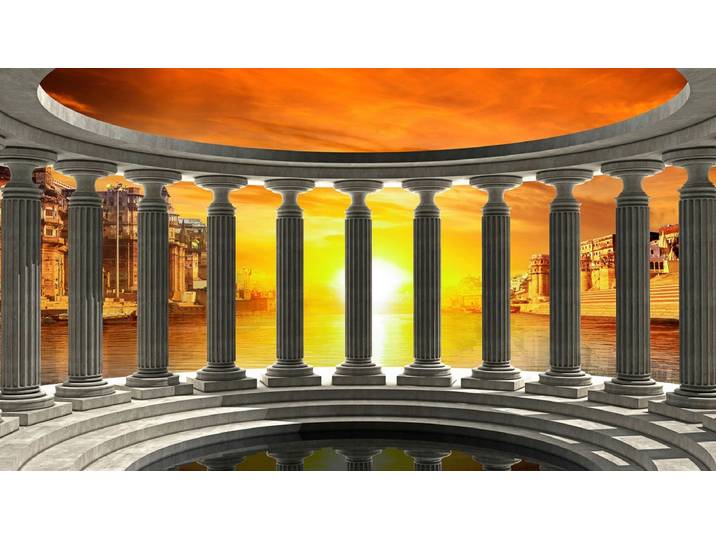 Fototapete PAPERMOON Griechische Welt , bunt, B:2,5m L:1,86m, Vlies, Tapeten, Fototapete