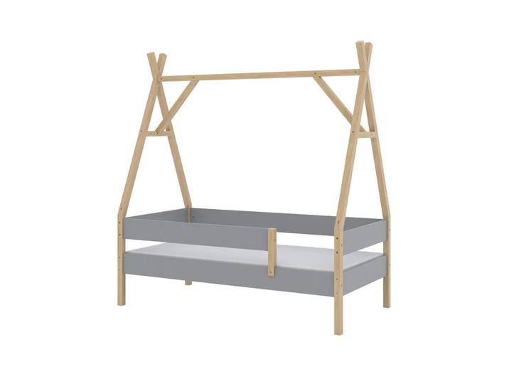 VitaliSpa Tipi-Bett Bali Grau 80x160 cm mit Matratze, Holz, Rechteckig, Baby- und Kindermöbel, Kinderzimmer & Jugendzimmer, Kinderbetten, Hausbetten