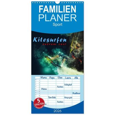 Familienplaner 2026 - Kitesurfen extrem cool mit 5 Spalten (Wandkalender, 21 x 45 cm) CALVENDO
