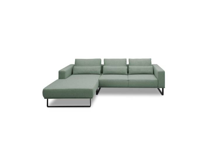 Musterring JustB! PM100 Ecksofa optional mit motorischem Sitzvorzug - Flachgewebe Mono mint - 312 x 185 - ohne Funktion - ohne Zusatzausstattung - links ohne Funktion Modern, Zeitlos