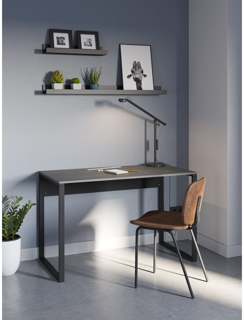 17 Stories Beveridge Writing Desk Retro Grey/Black Bute 75cm H X 110cm W X 60cm D