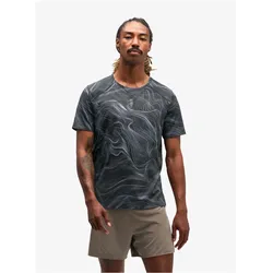 Hoka, Herren, Sportshirt, Laufshirt EveryRun S/S CLF PRT - black/white prt (L), Weiss, Schwarz