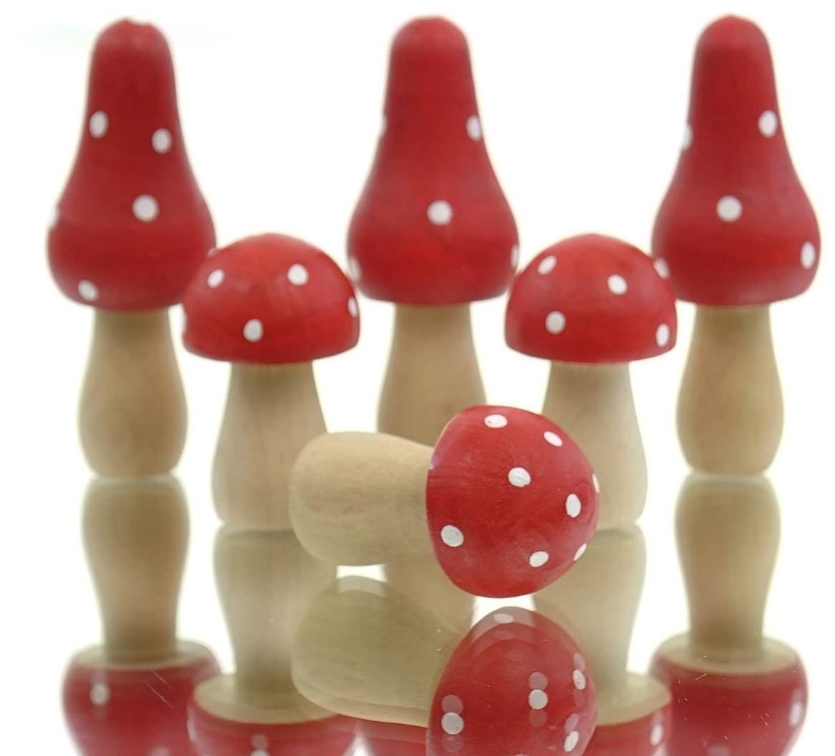 Posiwio Kerstdecoratie Vliegenzwammen Rood en Wit - Set van 6