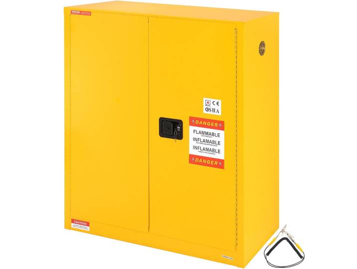 VEVOR Armoire de sécurité pour liquides inflammables\, 30 gallons\, armoire de stockage pour liquides inflammables en acier laminé à froid\, 43\,1 x 18\,1 x 50\,1 pouces\, antidéflagrant\, avec 1 R réglable