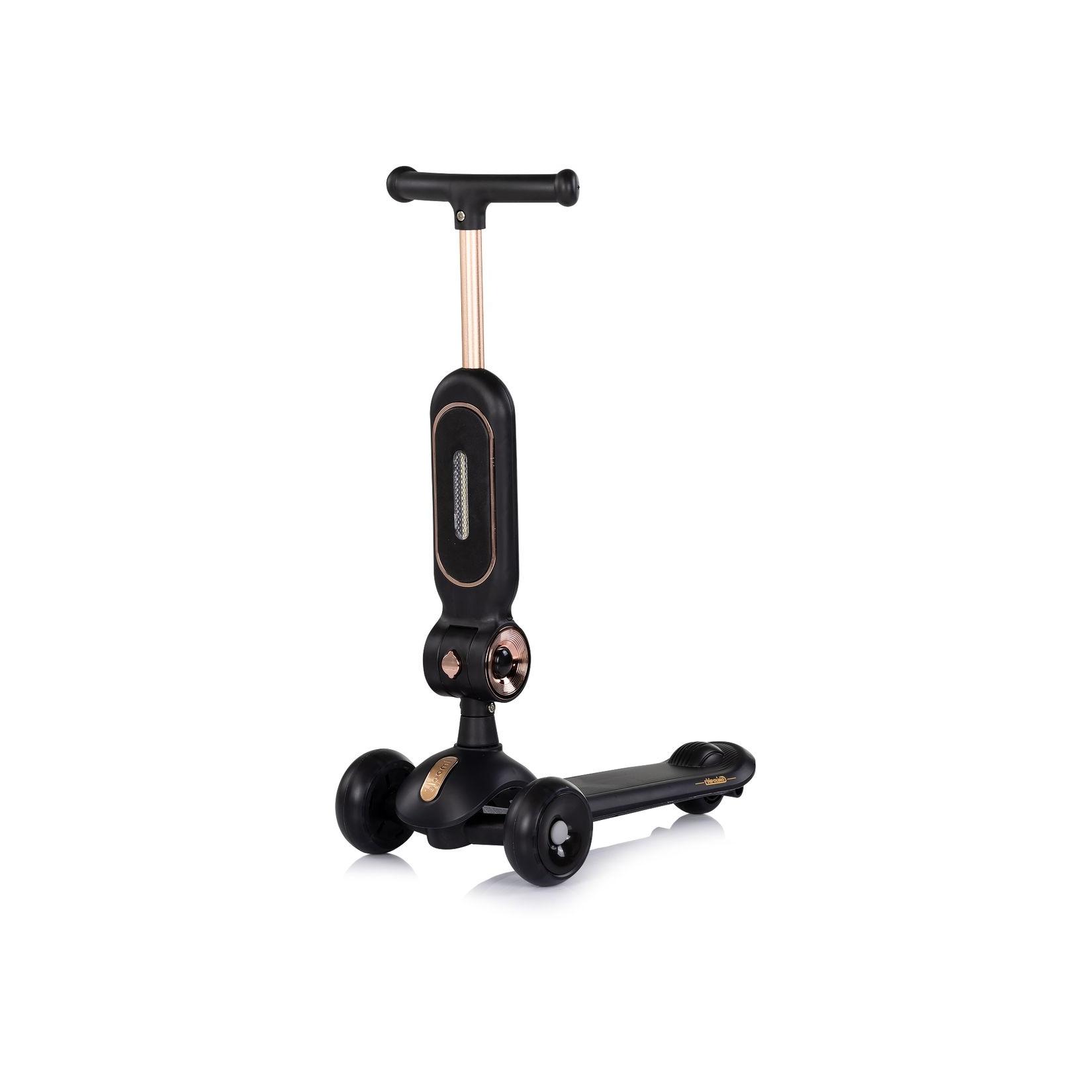 Chipolino Kinderroller Bloomi 2 in 1 Laufrad Sitz PU-Räder Lichteffekte Bremse schwarz