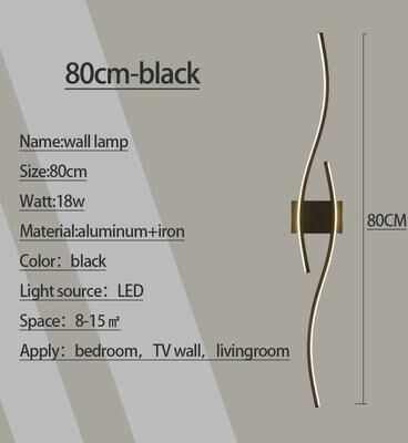 Uplift Picks Modern Minimalist LED Wall Light For TV Wall And Bedroom black 80cm warm White (2700 3500k)